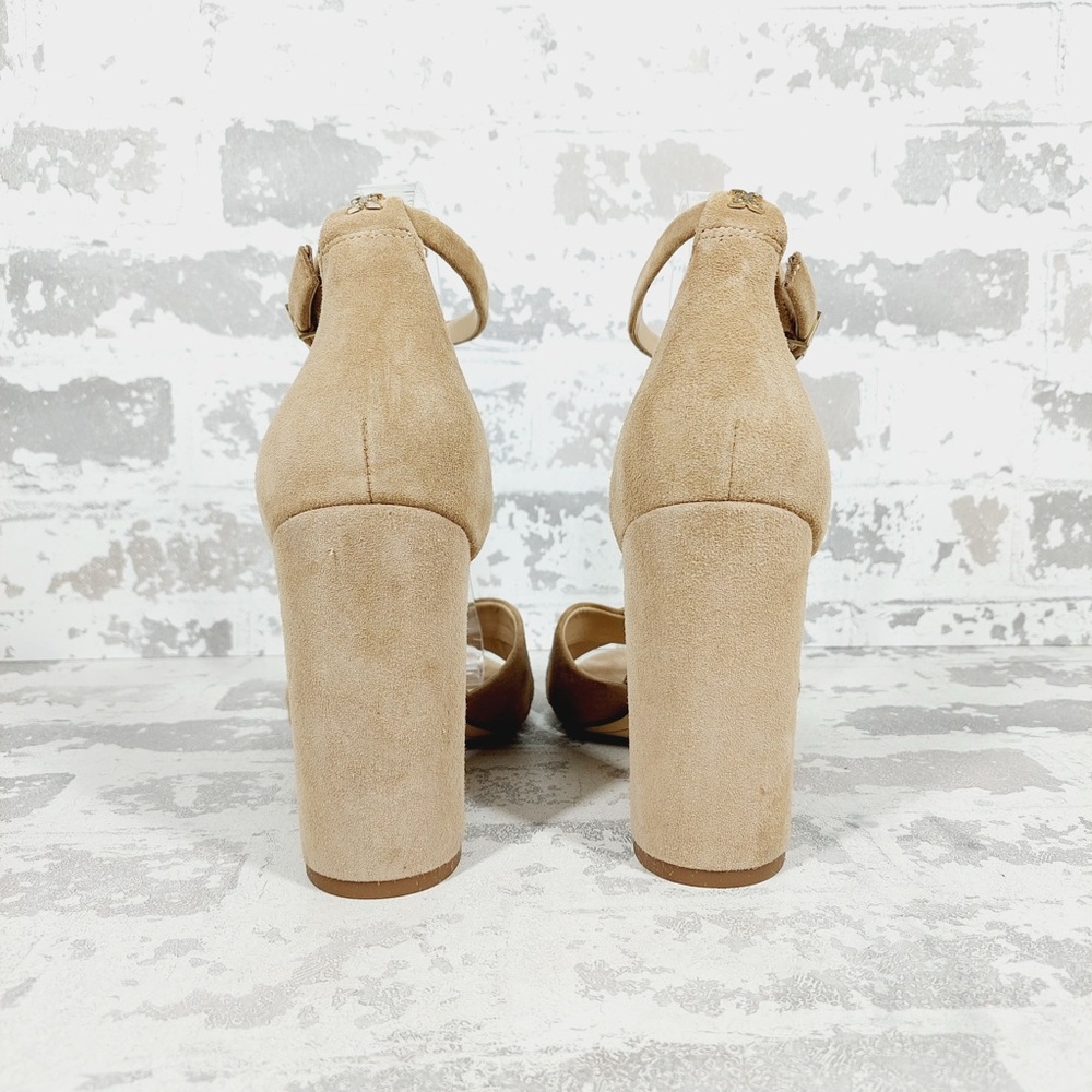 NEW Sam Edelman Yancy Tan Suede Block Heel Ankle Strap Sandal Heels M430 - Picture 5 of 11